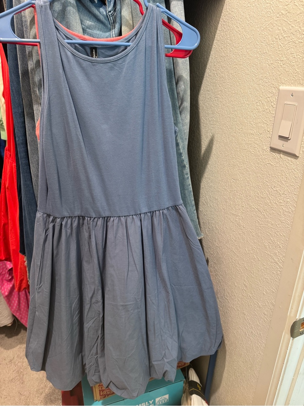 Women's Pretty Garden Medium Dusty Blue Bubble Dress